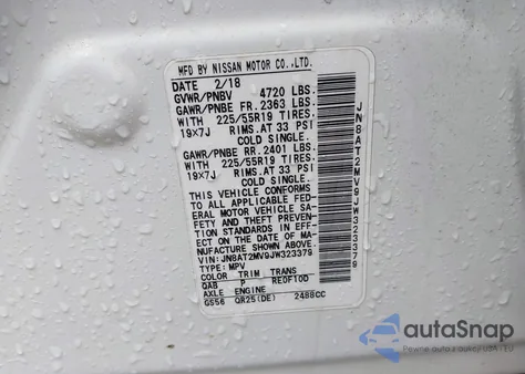 2018 Nissan Rogue Sl из США, поврежденный, VIN JN8AT2MV9JW323379